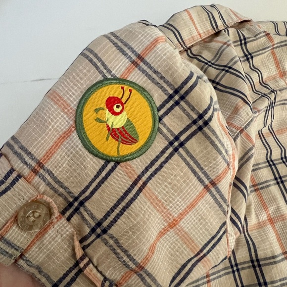 Disney Baby Winnie The Pooh Bugs Theme Plaid Button Down Short Sleeve Shirt Y2K - Picture 5 of 6